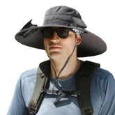 COLITT Fishing Hat with built-in dual fans, dark gray, front view